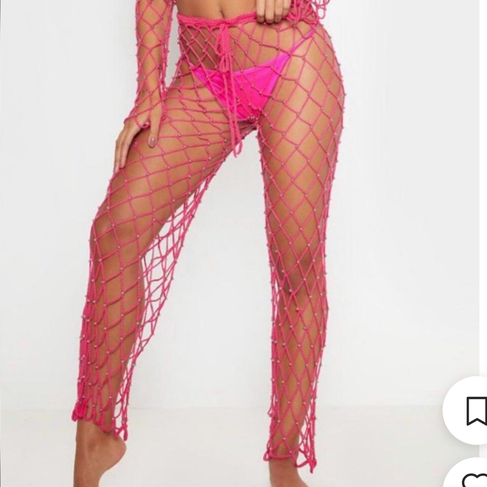 PrettyLittleThing Hot Pink Fishnet Pants